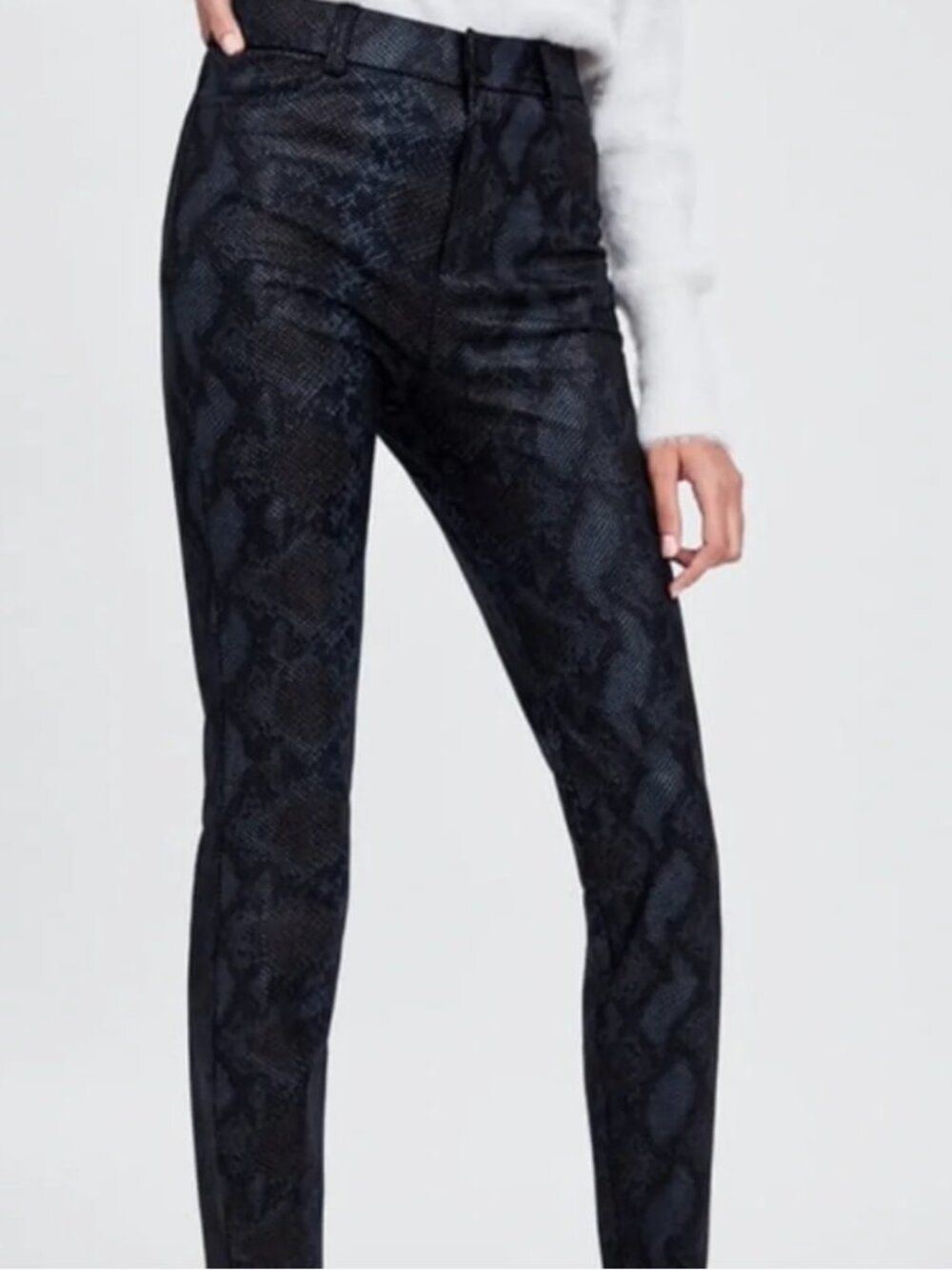 Zara Trafaluc Snakeskin Print High Waist Leggings Gray Black Size Small